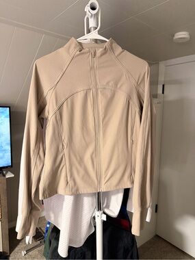 Danskin Neutral Ribbed Zip-Front Bomber Jacket - Beige
